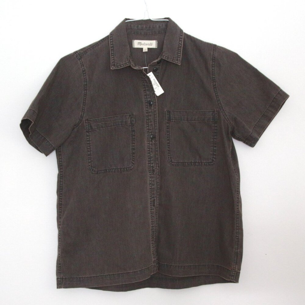 Mdewell Short Sleeve Grey Button Down Shirt